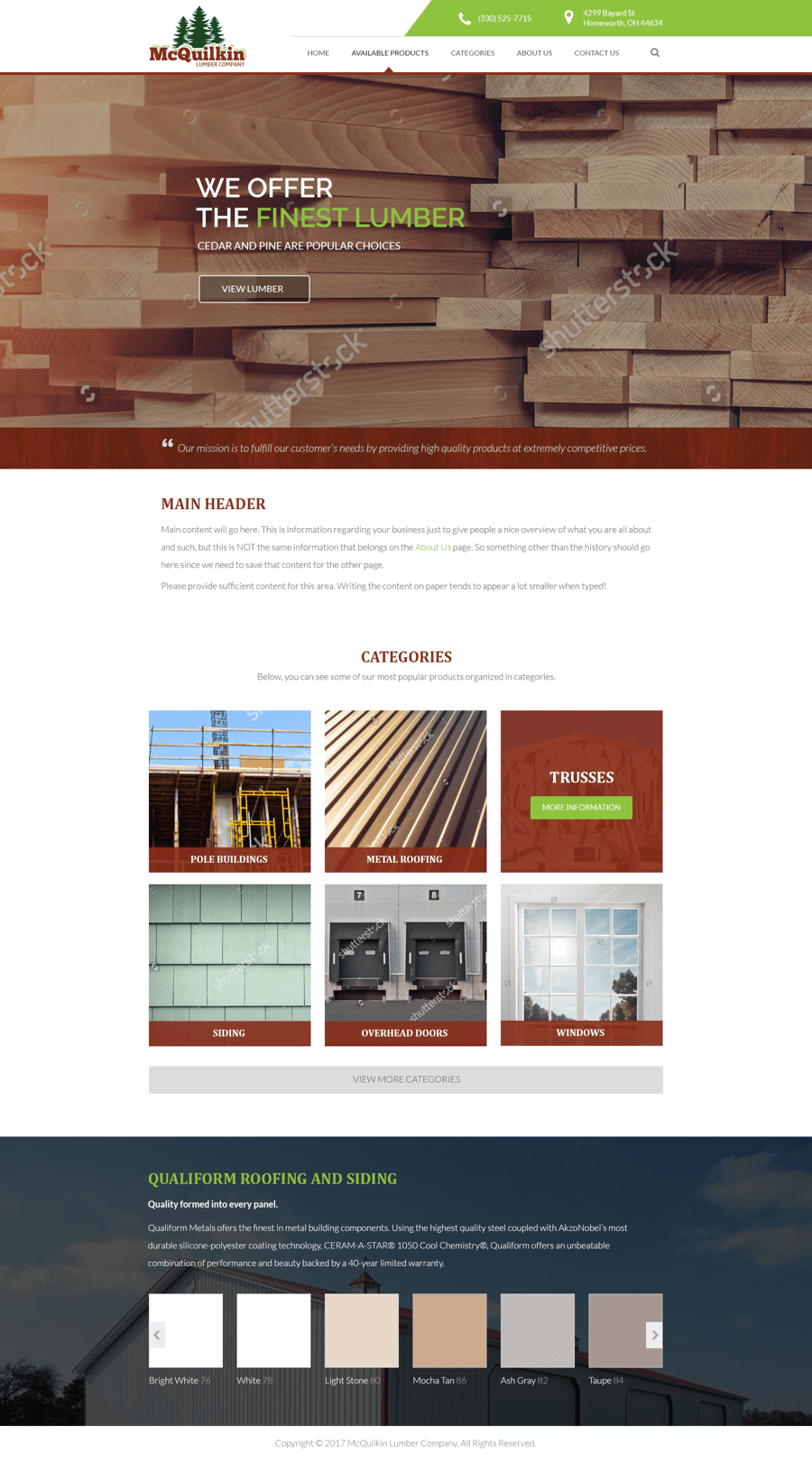 McQuilkin Lumber Web Design