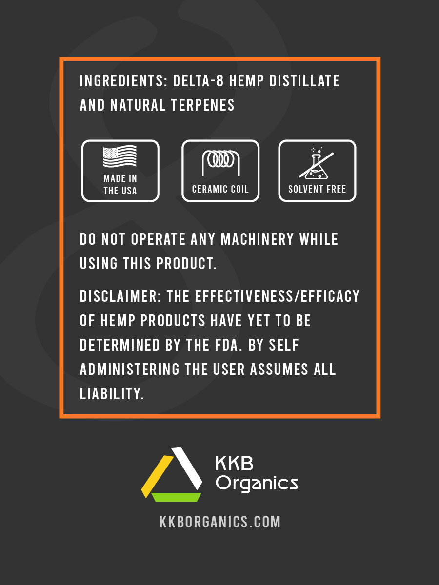 KKB Organics Vape Cartridge Back Design